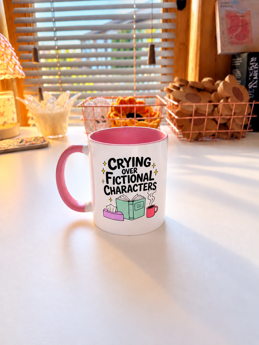 Crying Over Fictional Characters Pink Mug