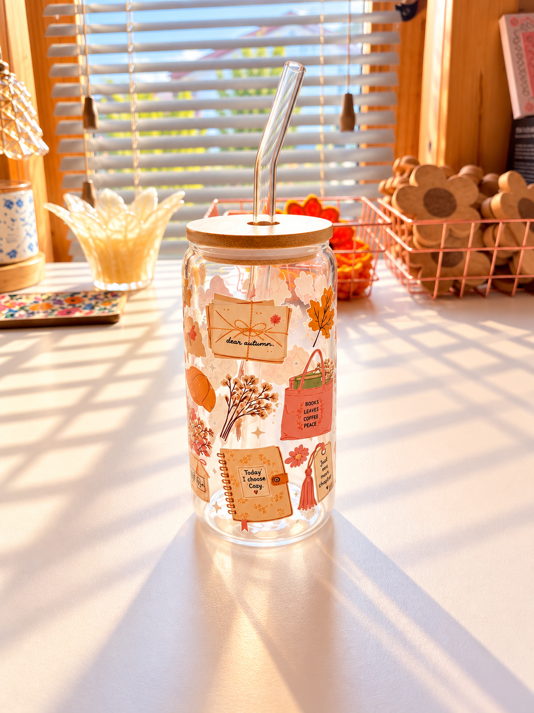 Autumn themed Glass Cup
