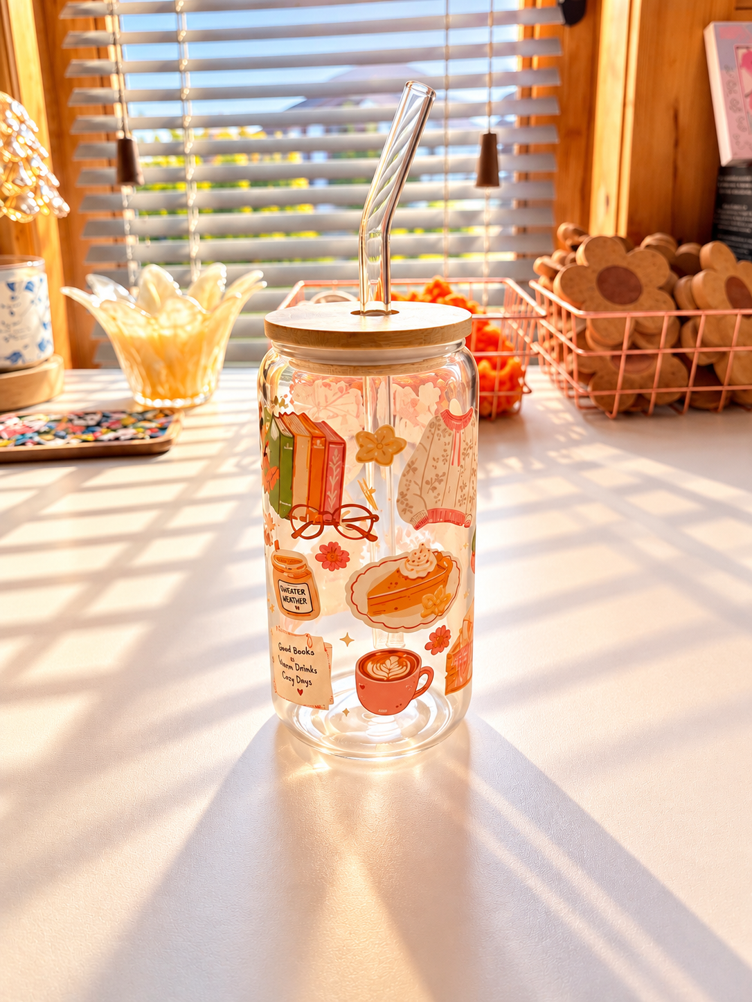 Autumn themed Glass Cup
