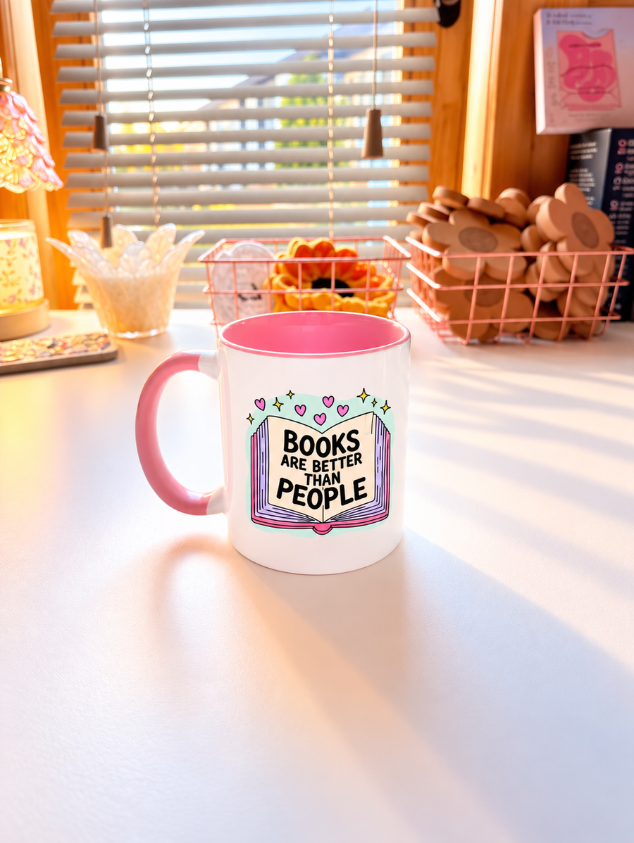 Books Are Better Than People Pink Mug