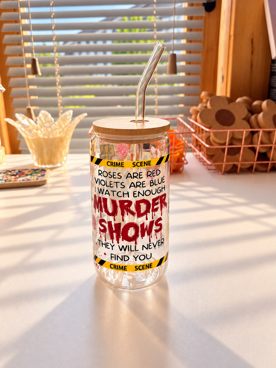 Crime themed Glass Cup