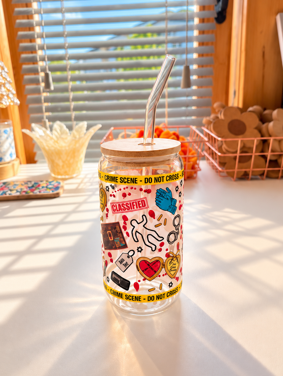 Thriller/Crime themed Glass Cup