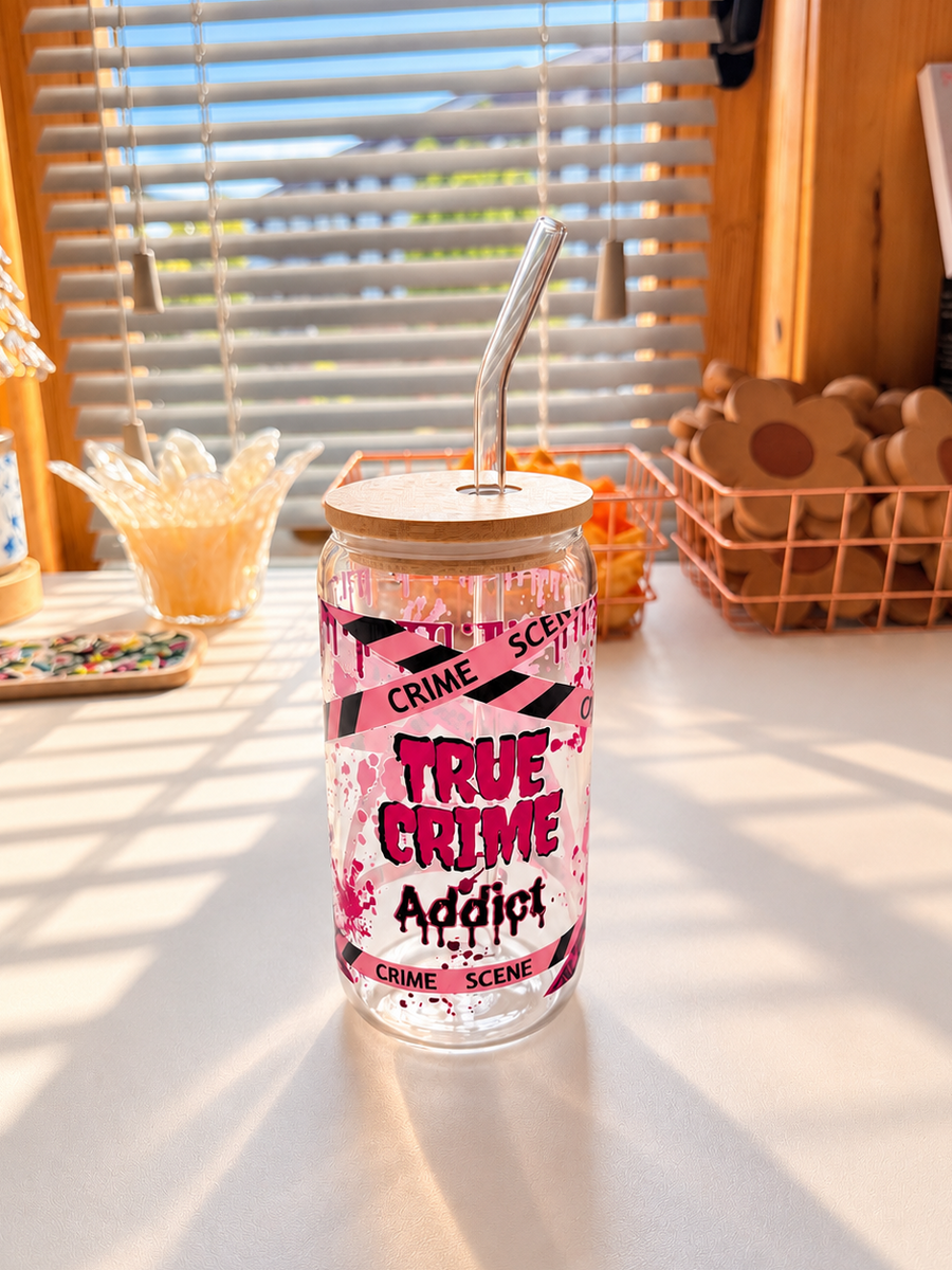 True Crime Addict Glass Cup