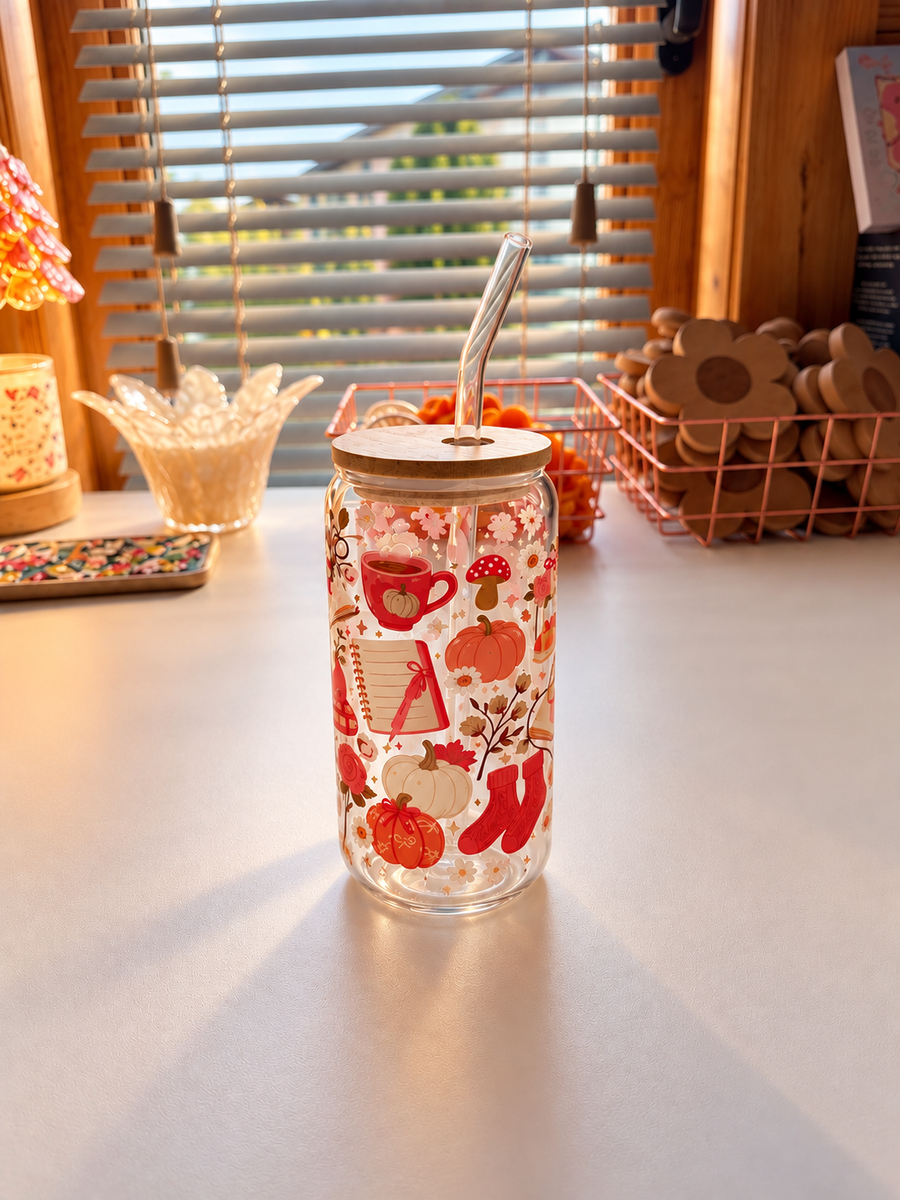 Autumn themed Glass Cup